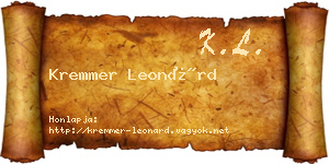Kremmer Leonárd névjegykártya
