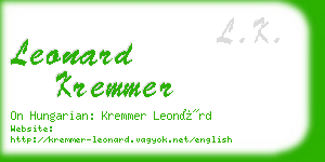 leonard kremmer business card
